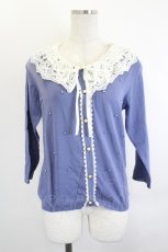 画像1: axes femme / レース衿つきニットカーデ M ブルー I-26-06-08-024-AX-TO-SA-ZI (1)