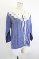 画像3: axes femme / レース衿つきニットカーデ M ブルー I-26-06-08-024-AX-TO-SA-ZI (3)