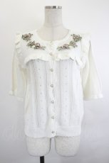 画像1: axes femme / リボン花刺繍透かし編みカーディガン F 生成り I-26-06-08-031-AX-TO-SA-ZI (1)