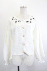 画像1: axes femme POETIQUE / ミニブーケ刺繍ニットカーデ M 生成り I-26-06-08-033-AX-TO-SA-ZI (1)