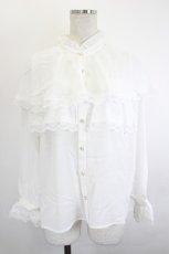 画像1: axes femme POETIQUE / ケープデザインフリルブラウス M 生成り I-26-06-08-006-AX-BL-SA-ZI (1)