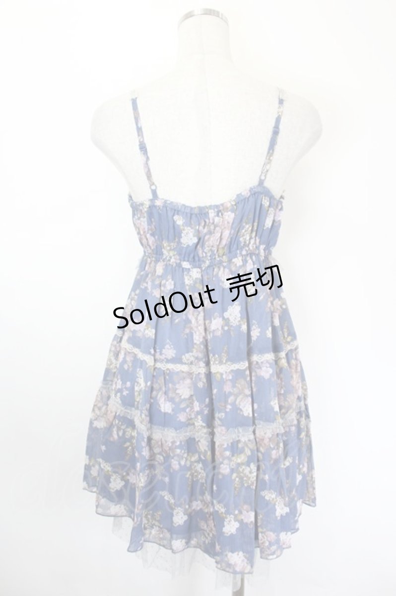 画像2: axes femme / 花柄ティアードチュニック M ブルー I-26-06-08-063-AX-TO-TE-ZI (2)