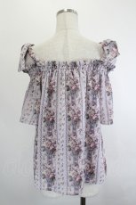 画像2: axes femme POETIQUE / 肩リボンオフショルブラウス  ラベンダー I-26-06-08-008-AX-BL-SA-ZI (2)