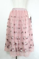 画像1: axes femme / ローズガーデン刺繍スカート M ピンク I-26-06-08-072-AX-SK-SA-ZI (1)