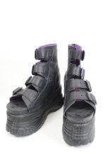 画像1: YOSUKE / 4連ベルトブーツサンダル 24CM 黒 I-26-06-08-130-PU-SH-SA-ZI (1)
