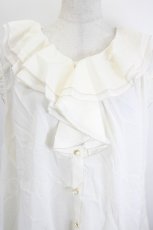 画像4: axes femme / ピコミシンフリル襟ブラウス M 白 I-26-06-08-013-AX-BL-SA-ZI (4)