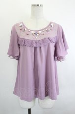 画像1: axes femme / ローズガーデンフリル袖プルオーバー M ラベンダー I-26-06-08-015-AX-TO-SA-ZI (1)