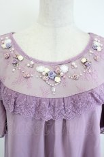 画像4: axes femme / ローズガーデンフリル袖プルオーバー M ラベンダー I-26-06-08-015-AX-TO-SA-ZI (4)