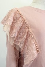 画像4: axes femme / パールレースデザインカットソー  ピンク I-26-06-08-016-AX-TO-SA-ZI (4)