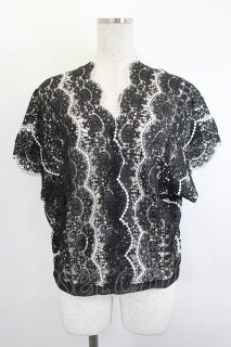 axes femme / /総レース刺繍トップス M 黒 I-26-06-08-020-AX-TO-TE-ZI