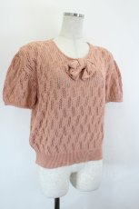 画像3: PINK HOUSE / リボン付き半袖ニット  ピンク I-26-06-11-022-LO-TO-SA-ZI (3)