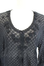 画像4: INGEBORG / フラワーモチーフ切替カーディガン M ブラック I-26-06-11-030-LO-TO-SA-ZI (4)