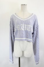 画像1: Ank Rouge / Vネックニットトップス  ラベンダーＸ白 I-26-06-11-041-CA-TO-SA-ZI (1)