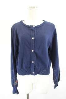 axes femme / 苺刺繍ニットカーディガン ネイビー I-26-06-11-046-AX