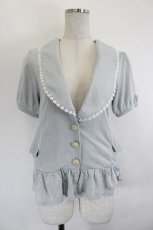 画像1: axes femme / サイドレース切替半袖ジャケット  サックス I-26-06-11-050-AX-JA-SA-ZI (1)