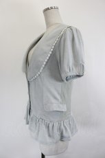 画像2: axes femme / サイドレース切替半袖ジャケット  サックス I-26-06-11-050-AX-JA-SA-ZI (2)