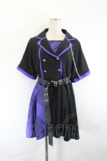画像1: Favorite / 十字架X軍服ミニワンピース M 黒Ｘ紫 I-26-06-11-071-LO-OP-SA-ZI (1)