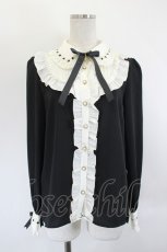 画像1: Amavel / Dark Chember Maid フリルブラウス  黒Ｘアイボリー I-26-06-11-008-CA-BL-SA-ZI (1)