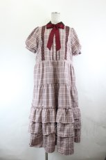 画像1: axes femme / 丸襟チェックワンピース  ピンクチェック I-26-06-11-092-AX-OP-SA-ZI (1)