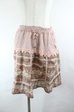 画像1: axes femme / 鳥籠風レーススカート  ピンクＸブラウン I-26-06-11-110-AX-SK-SA-ZI (1)