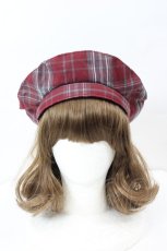 画像2: axes femme / タータンチェックリボンベレー  赤チェック I-26-06-11-126-AX-AC-SA-ZI (2)