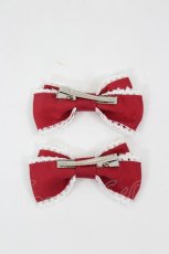 画像2: Chalmiere / リボンクリップセット  赤Ｘ白 I-26-06-11-129-AX-AC-SA-ZI (2)