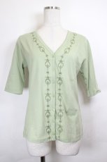 画像1: KETTY / ライン刺繍カーディガン  グリーン I-26-06-12-039-LO-TO-SA-ZI (1)