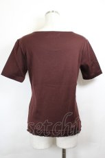 画像2: KETTY / 胸元フラワー刺繍半袖カーディガン  ブラウン I-26-06-12-041-LO-TO-SA-ZI (2)