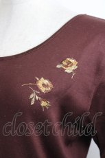 画像3: KETTY / 胸元フラワー刺繍半袖カーディガン  ブラウン I-26-06-12-041-LO-TO-SA-ZI (3)