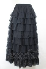 画像1: PINK HOUSE / ドットチュール段々スカート  ブラック I-26-06-12-081-LO-SK-SA-ZI (1)