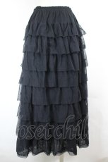 画像2: PINK HOUSE / ドットチュール段々スカート  ブラック I-26-06-12-081-LO-SK-SA-ZI (2)