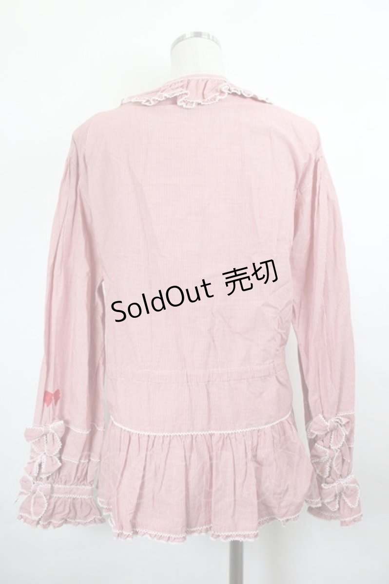画像2: PINK HOUSE / ギンガムチェックフリルブラウス  レッド I-26-06-12-010-LO-BL-SA-ZI (2)