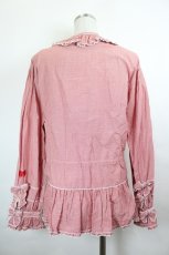 画像2: PINK HOUSE / ギンガムチェックフリルブラウス  レッド I-26-06-12-010-LO-BL-SA-ZI (2)