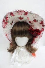 画像1: BABY,THE STARS SHINE BRIGHT / シュガーブーケ柄ロココボンネット  白 I-26-06-12-103-BA-AC-SA-ZI (1)