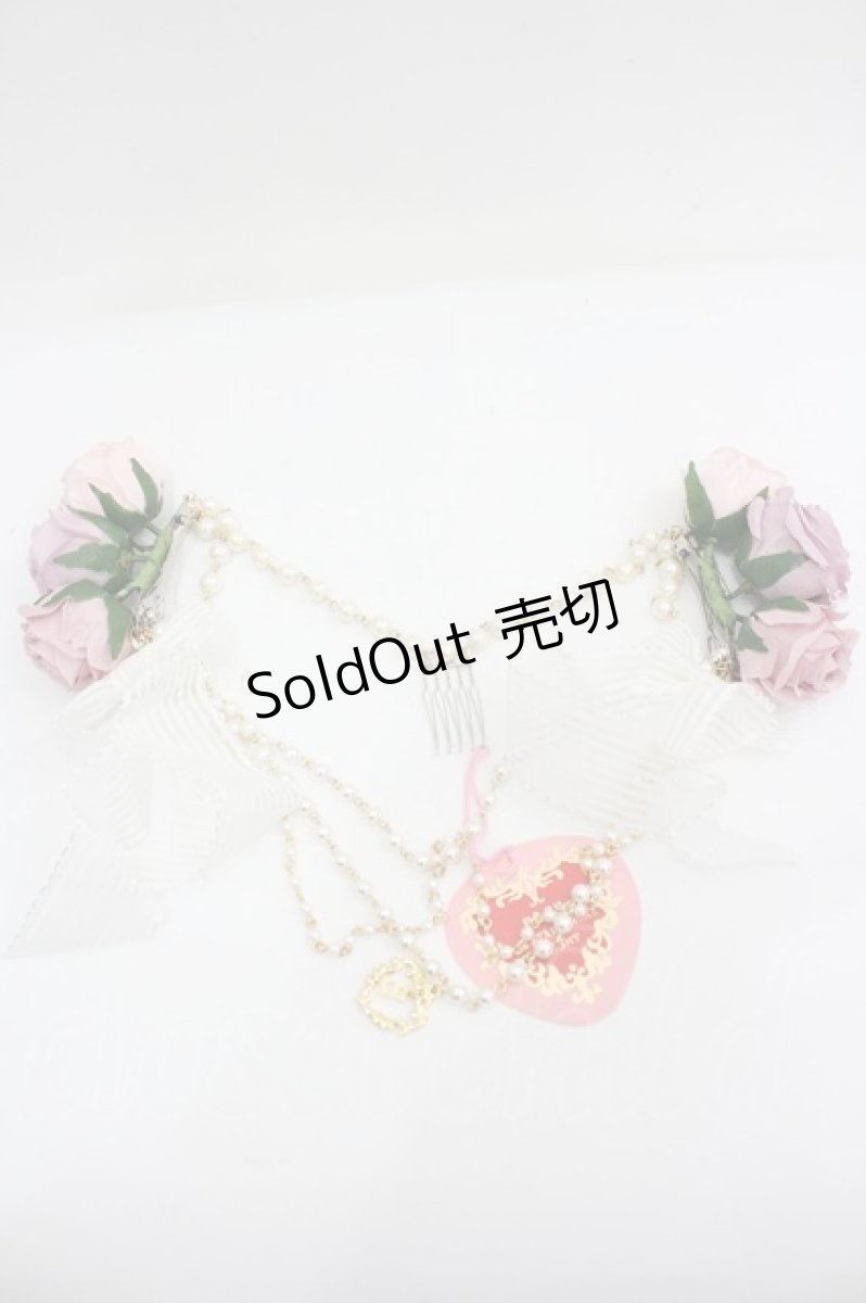 画像1: BABY,THE STARS SHINE BRIGHT / Le Bouquet Eterneリボンバレッタ＆チェーン飾り  ピンクＸ白Ｘゴールド I-26-06-12-109-BA-AC-SA-ZI (1)