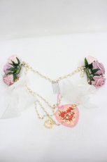 画像1: BABY,THE STARS SHINE BRIGHT / Le Bouquet Eterneリボンバレッタ＆チェーン飾り  ピンクＸ白Ｘゴールド I-26-06-12-109-BA-AC-SA-ZI (1)