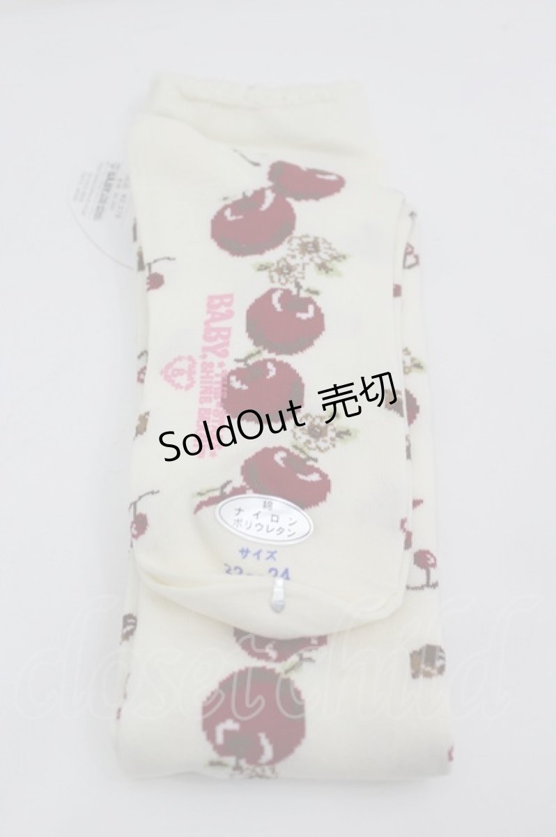 画像2: BABY,THE STARS SHINE BRIGHT / Pomme rouge〜うさぎとりすのりんごの森〜柄オーバーニーソックス  生成り I-26-06-12-115-BA-ZA-SA-ZI (2)