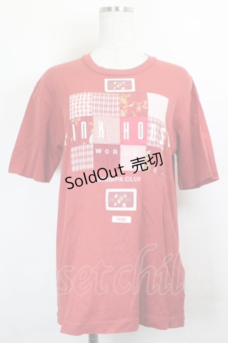 画像1: PINK HOUSE / パッチワークワッペン半袖カットソー L 赤 I-26-06-12-020-LO-TO-SA-ZI (1)