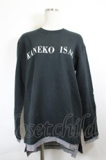 画像1: KANEKO ISAO / 裾ギンガムチェック&ロゴプリントカットソー  黒Ｘ白 I-26-06-12-026-EL-TO-SA-ZI (1)