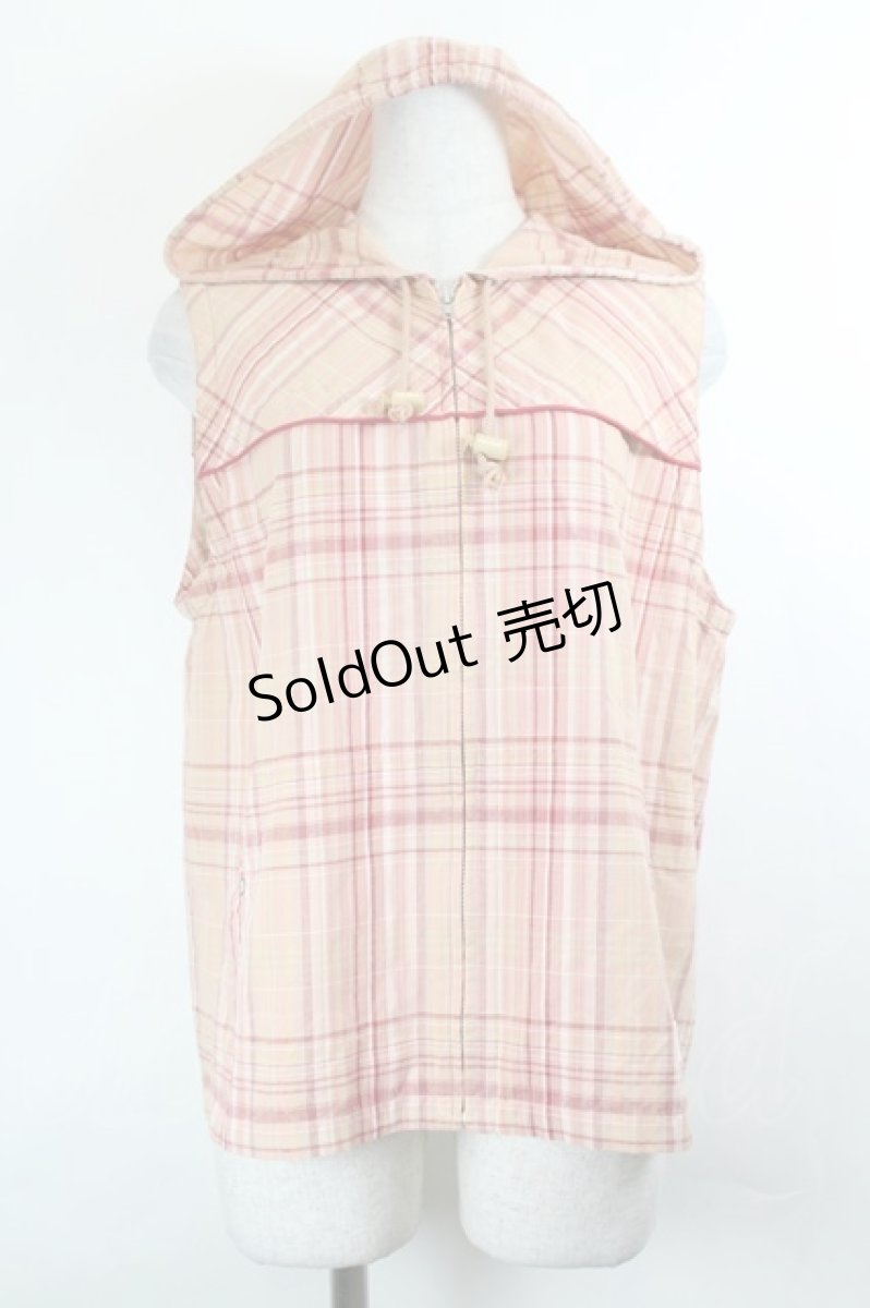 画像1: PINK HOUSE / マドラスチェックフード付きジップアップトップス  ピンクチェック I-26-06-12-030-LO-TO-SA-ZI (1)