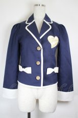 画像1: kokokim / ハートワッペン刺繍ジャケット  ネイビーＸ白 I-26-06-16-051-LO-JA-SA-ZI (1)