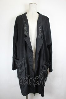 Ozz Croce / 襟刺繍ロングジャケット 黒 I-26-06-16-052-OO-JA-SA-ZI