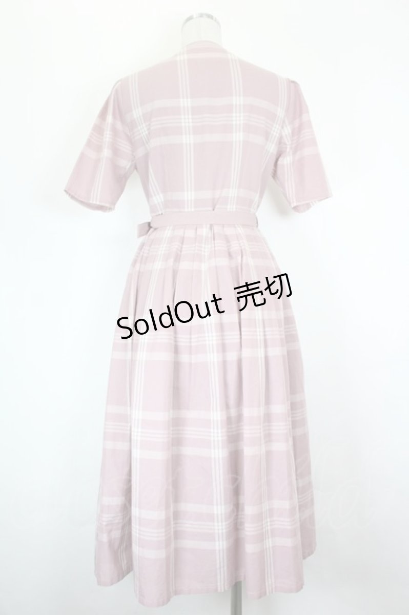 画像2: an another angelus / ビッグチェックノーカラーワンピース  ピンク I-26-06-16-072-CA-OP-SA-ZI (2)
