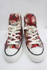 画像1: PINK HOUSE / CONVERSE X PINK HOUSE フラワーチェックプリントハイカットスニーカー 24CM(表記サイズ) 赤 I-26-06-16-130-LO-SH-SA-ZI (1)