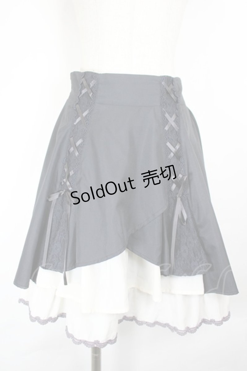 画像1: axes femme / ダブルレースアップスリットスカート M 黒Ｘ白 I-26-06-18-071-AX-SK-SA-ZI (1)