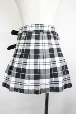 画像2: DimMoire / ベルトプリーツミニスカート  黒ｘ白チェック I-26-06-18-084-PU-SK-SA-ZI (2)