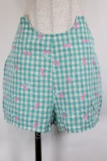 画像1: Candy Stripper / チェリー刺繍ギンガムショートパンツ  ミント I-26-06-18-090-PU-PA-TE-ZI (1)