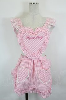 Angelic Pretty / Heartギンガムフリルエプロン ピンクX白チェック I
