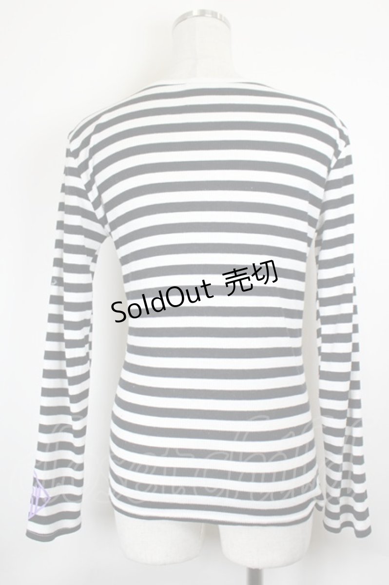 画像2: KRY CLOTHING / ボーダーニットトップス  黒Ｘ白 I-26-06-18-026-PU-TO-SA-ZI (2)