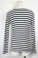 画像2: KRY CLOTHING / ボーダーニットトップス  黒Ｘ白 I-26-06-18-026-PU-TO-SA-ZI (2)